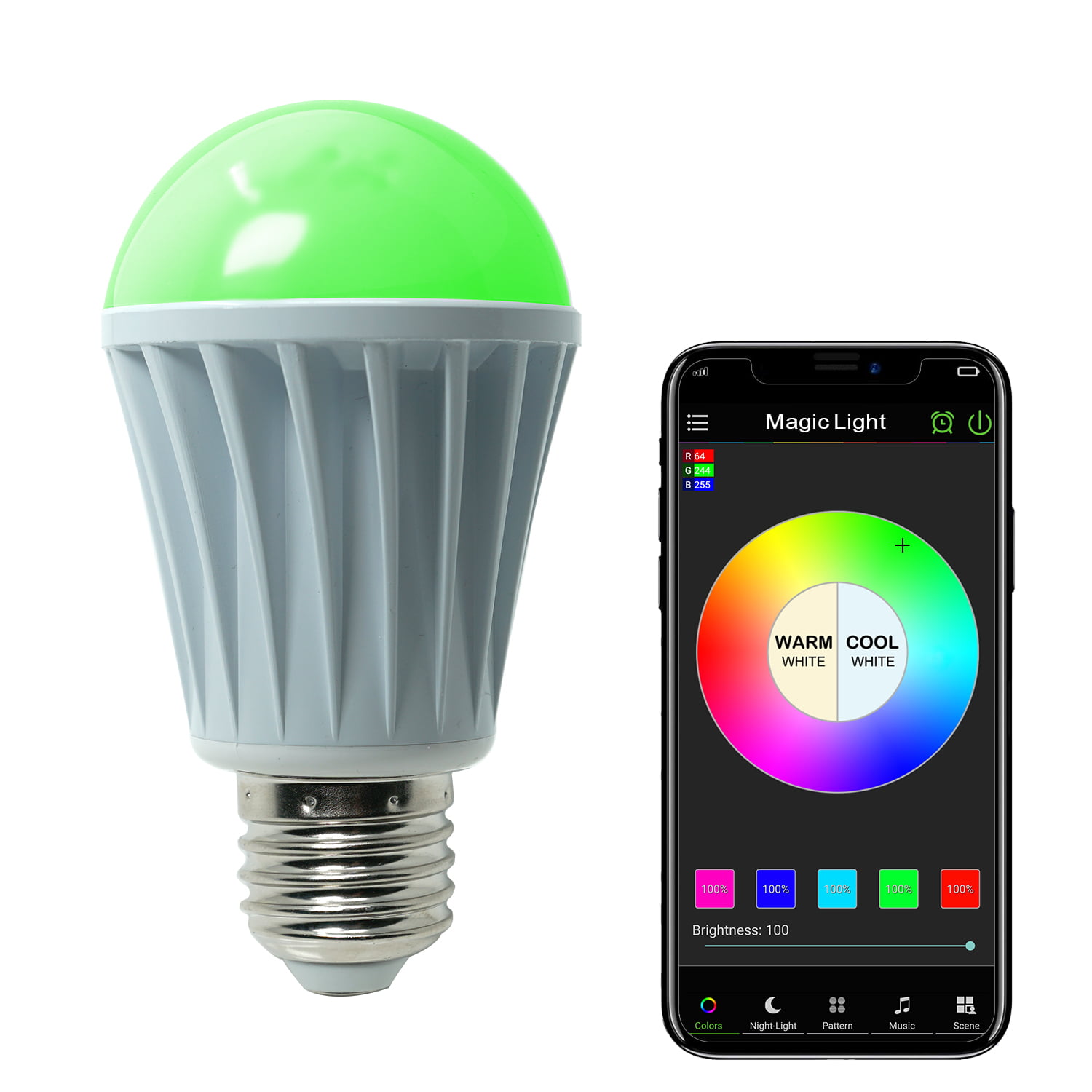 MagicLight WiFi Controlled LED Sunrise Wake Up Lights - 60w Equivalent Multicolored Full Spectrum Bulb - Compatible with Alexa & Google Home Assistant Walmart.com