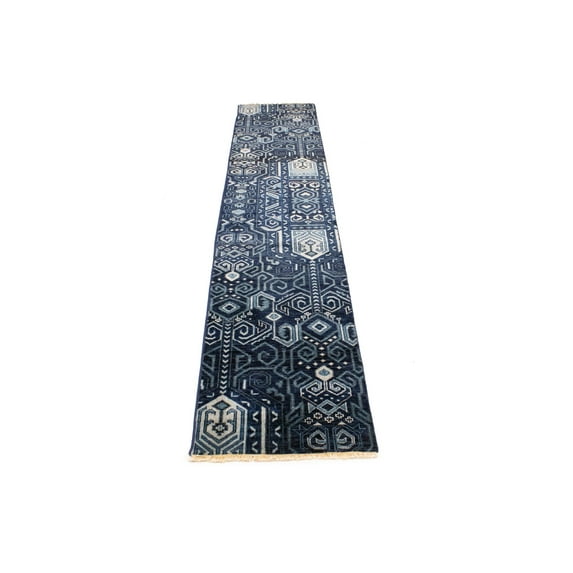 MagicRugs Dark Navy & Gray 2X10 Contemporary Runner Rug