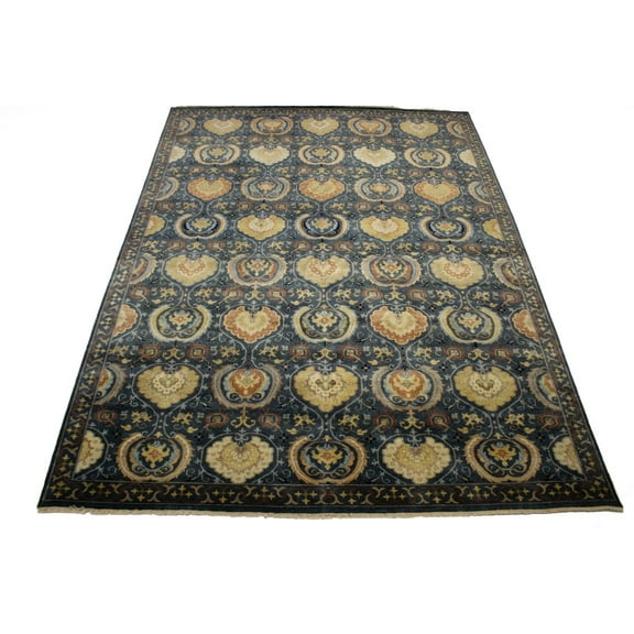 MagicRugs Dark Slate Floral 9X12 Osh Chobi Peshawar Oriental Rug