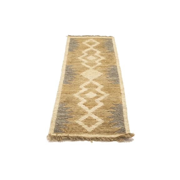 MagicRugs Modern Geometric Cream Jute 2'1 X 6'0 Ft Oriental Area Rug Carpet for Living Room Dining Room Bedroom Foyer Office and Library