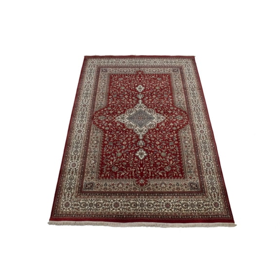 MagicRugs Red Floral Classic 6'5X9'9 Indo-Kashan Oriental Rug