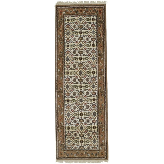 MagicRugs Traditional Floral Indo Bidjar 7'11 X 2'7 Oriental Area Rug Carpet, Cream