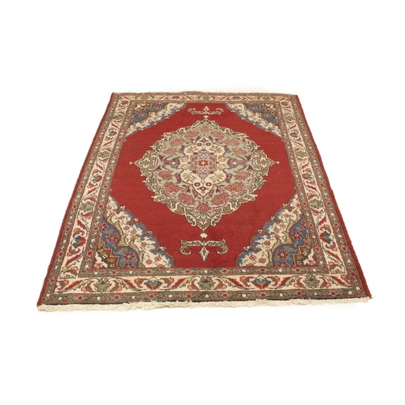 MagicRugs Traditional Floral Red Tabriz 4'9 x 6'5 Ft Oriental Area Rug Carpet for Living Room Dining Room Bedroom Foyer Office and Library