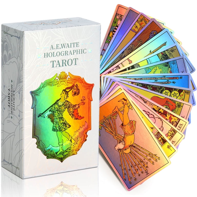 holographic magic cards 100 Count Black Card Sleeves for Trading Cards, Perfect Fit Shiny MTG Card Sleeves, Card Sleeve Fit for Magic, Photocard, TCG, Baseball/Sports Cards, Yugioh Card, Game Card 66 * 91 Features 54 custom MagicSeer Original Holographic Tarot Cards