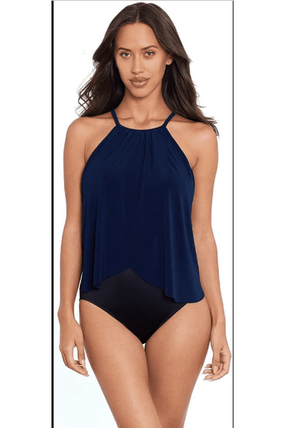 MagicSuit Women's Swimsuit Solid Aubrey High Neckline Soft Cup One Piece Swimsuit Size M