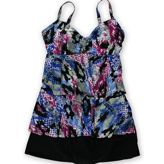 MagicSuit Womens Katie Wire-Free Jersey Skirted 2 Piece Tankini, Blue, 10