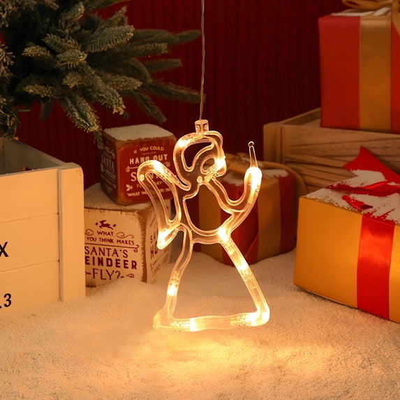 MagicXflow Christmas Suction Cup Lamp ,Angel Bell LED Decorative Lamp ,Living Room Window Christmas Tree Warm Light Decoration,Christmas Window Lights Plastic LED Lighted for Xmas Tree,1pc