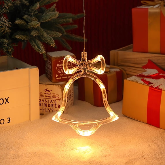MagicXflow Christmas Suction Cup Lamp ,Angel Bell LED Decorative Lamp ,Living Room Window Christmas Tree Warm Light Decoration,Christmas Window Lights Plastic LED Lighted for Xmas Tree,1pc