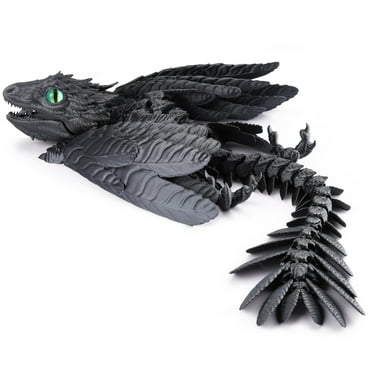 MagicXflow Feathered Wyvern Dragon, 3D Printed Dragon, Articulated Dragon, 3D Printed Toys, Desktop Pet (E)