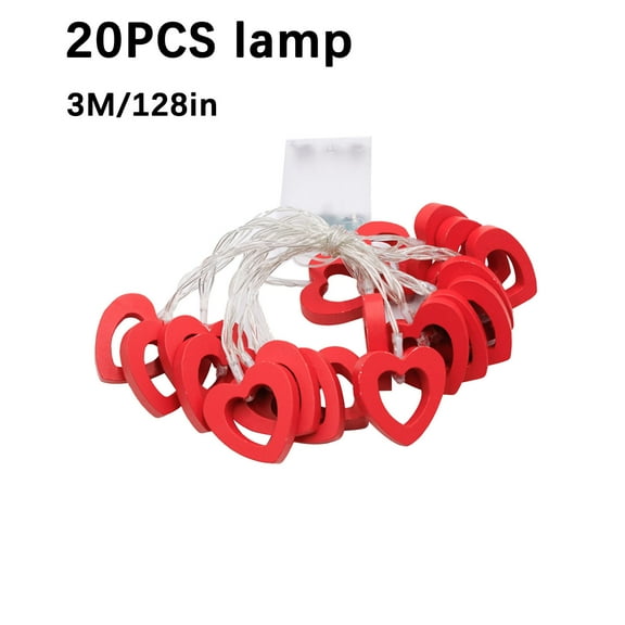 MagicXflow String Lights,128in 20 LED String Love Shape Light String Batteries Decor Led Fairy Light Heart Light Indoor Fairy Light Battery Powered Fairy Light for Indoor Battery Fairy Light,M
