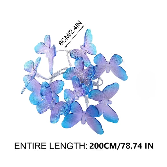 MagicXflow String Lights,LED Butterfly String Lights,2 Meter Battery Powered Butterfly Fairy Lights for Home Bedroom Indoor Outdoor Garden Wedding Party Holiday Summer Decoration,Blue