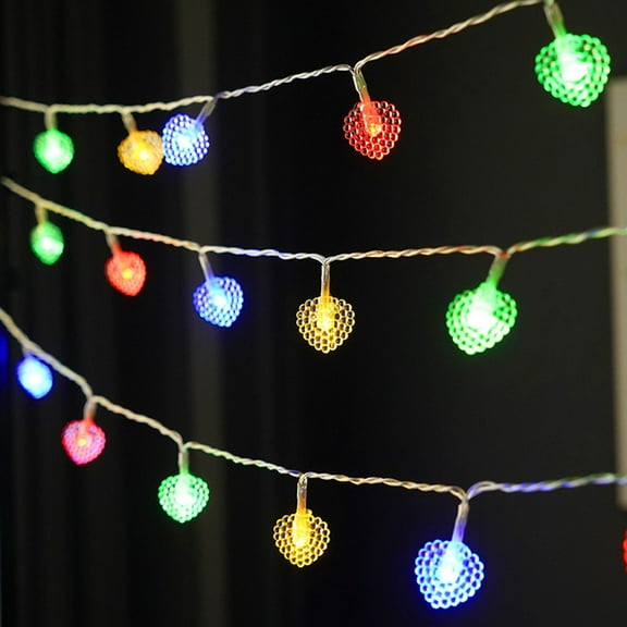 MagicXflow String Lights,Led Beaded Heart Lights String ,1.5 meter 10 LED Valentine's Day Confession INS Proposal Decorations Colorful Lights Wedding With Holiday Lights,colorful