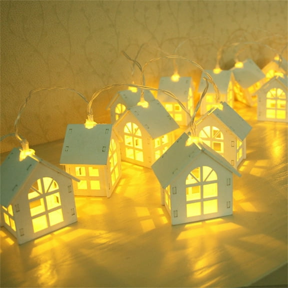 MagicXflow String Lights,Wooden House String Light,78.74in 10 LED Lights, Room Bedroom Decoration,String Lights with USB Interface for Wedding, Indoor, Outdoor, Holidays, Home Decor,warm yellow