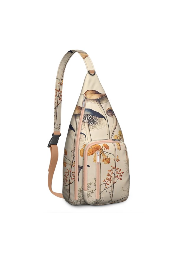 Magical Aesthetic Mushroom Sling Bag – Fairy Tale Crossbody Backpack – Lightweight Hiking Shoulder Bag for Students, Travelers, and Boho Fashion Fans