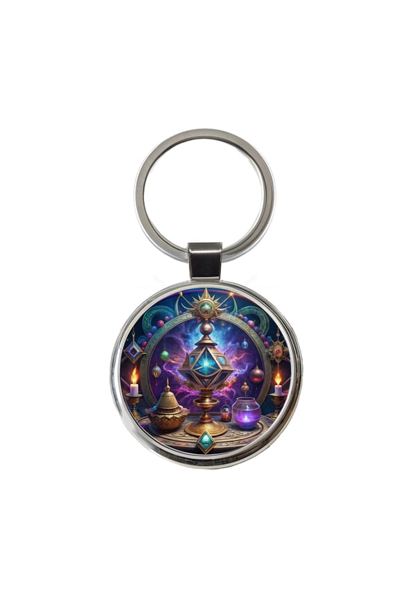 Magical Arcane Sorcerer Arts Metal Round Keychain