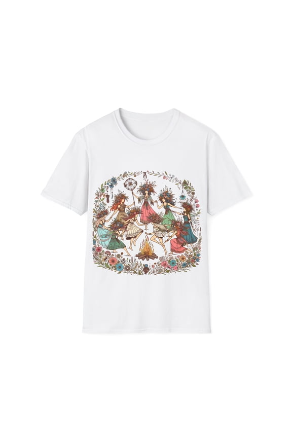 Magical Beltane Tshirt: Faeries Dancing Around a Bonfire