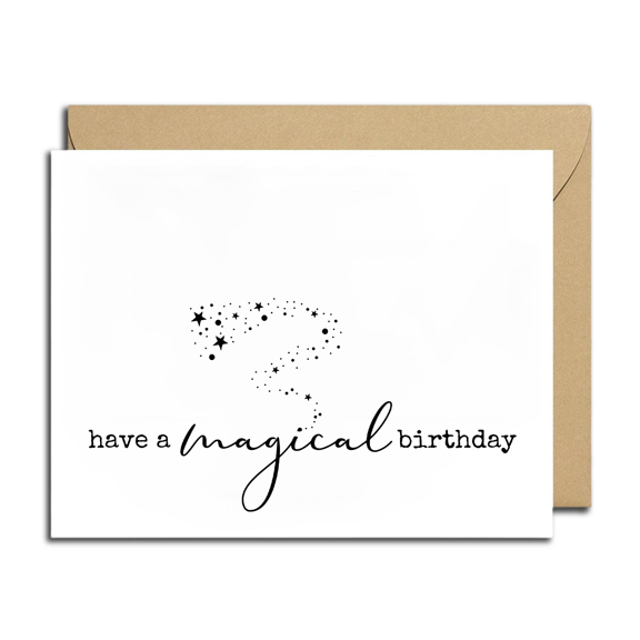 Magical Birthday Card – "Have a Magical Birthday" Design with Stars – Blank Inside – Perfect for All Ages, Includes Envelope for Easy Gifting