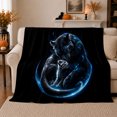 thumbnail image 1 of Magical Black Cat Kitten Under Glowing Blue Crescent, Mystical Pet Portrait Pattern, Warm Flannel Blanket for Living Room and Bedroom, Cat Lovers autumn celebration Gift, Pet Lover Home Decor, 1 of 9