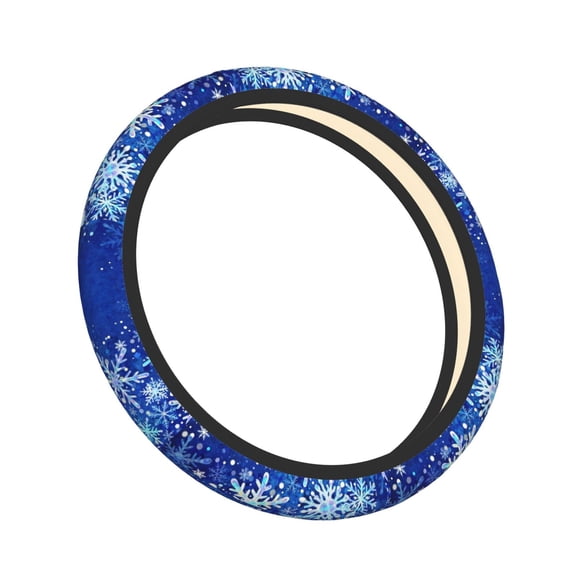 Magical Blue Snowflake Anti-Slip Neoprene Steering Wheel Cover, Universal 15 Inch Fit Vehicles, Sedans, SUVs, Vans, Trucks