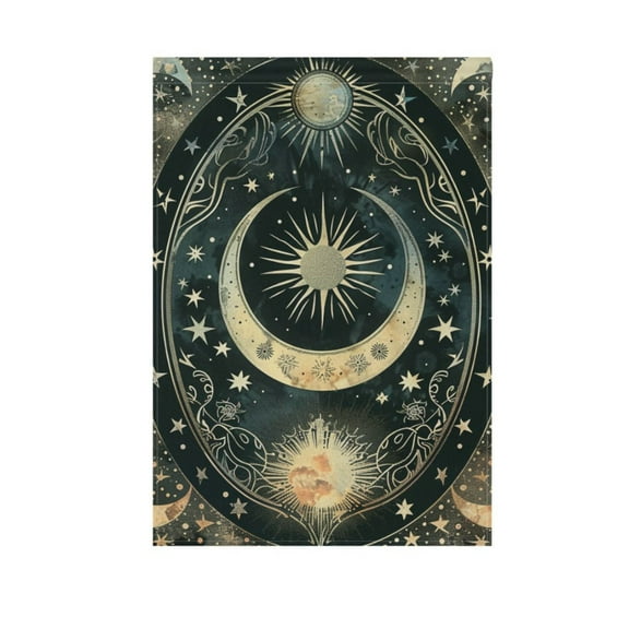 Magical Bohomia Moon and Star Garden Flag House Banner 12" x 18" Double Sided Outdoor Yard Decoration