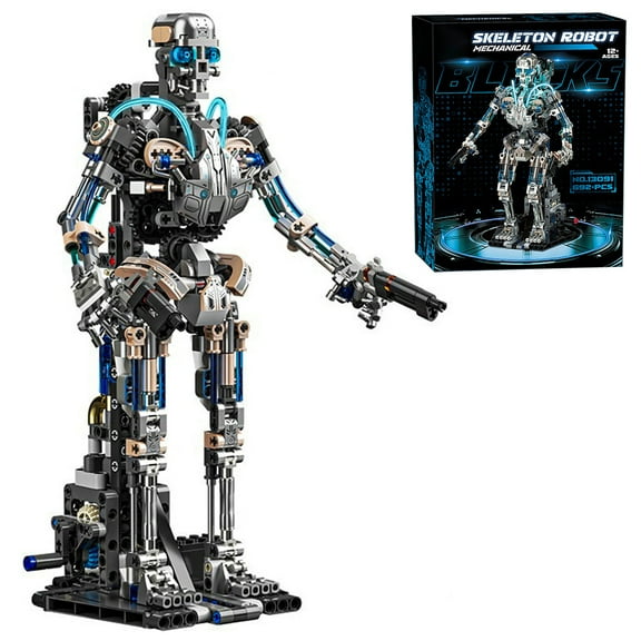 STEM Robot Building Kit 692PCS,Skeleton Mech Model for Kids,Light-Up Mechanical Linkage Construction Toy for Boys Ages 8+,Birthday Gifts and Educational Assembly Play Set