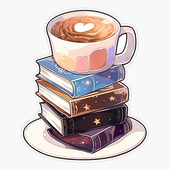 Magical Books And Coffee Reading Lover Sticker