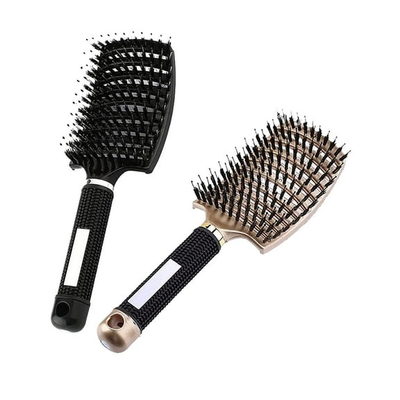 Magical Brush Detangler, Hair Brush, Vormey Ultra Detangler Brush, for Wet or Dry Detangling Hair Brush for Men, Women and Kids, Long, Thick, Thin, Curly & Tangled Hair (Black+Gold)