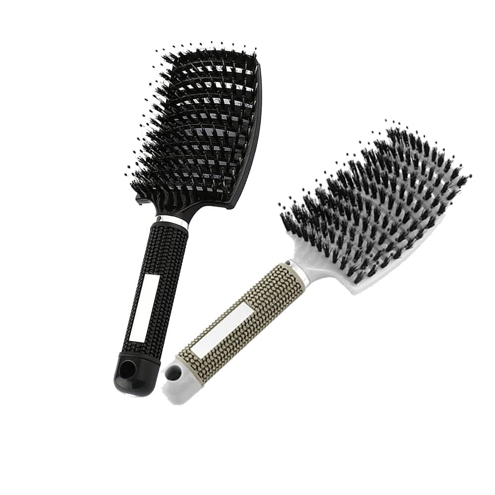 Magical Brush Detangler, Hair Brush, Vormey Ultra Detangler Brush, for Wet or Dry Detangling Hair Brush for Men, Women and Kids, Long, Thick, Thin, Curly & Tangled Hair (Black+White)