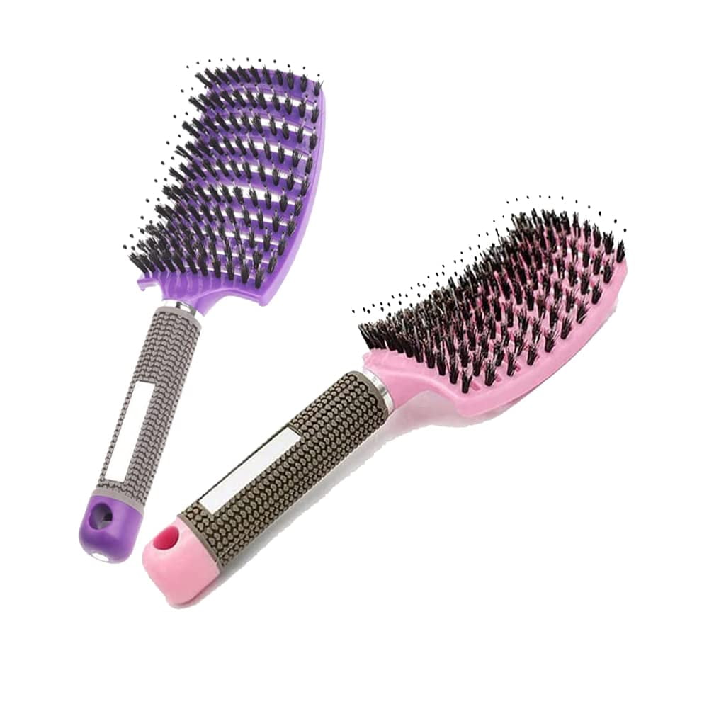 Magical Brush Detangler, Hair Brush, Vormey Ultra Detangler Brush, for Wet or Dry Detangling Hair Brush for Men, Women and Kids, Long, Thick, Thin, Curly & Tangled Hair (Purple+Pink)