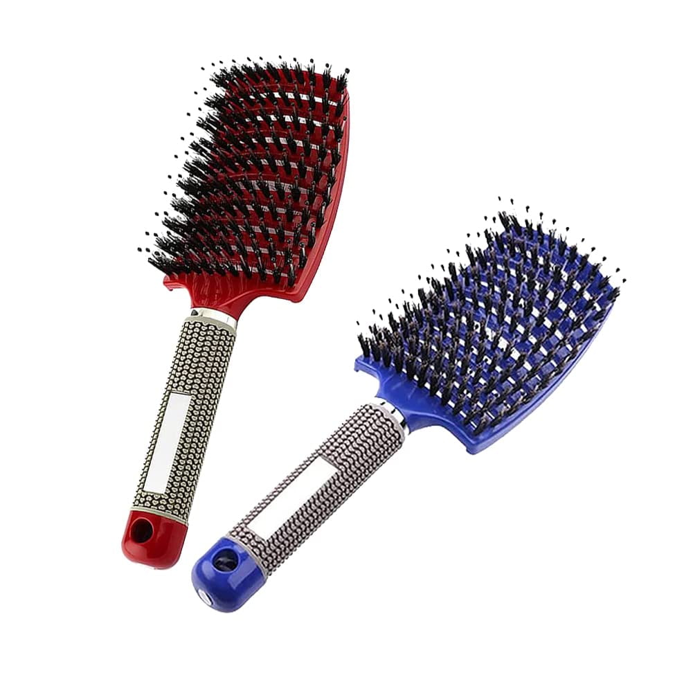Magical Brush Detangler, Hair Brush, Vormey Ultra Detangler Brush, for Wet or Dry Detangling Hair Brush for Men, Women and Kids, Long, Thick, Thin, Curly & Tangled Hair (Red+Blue)