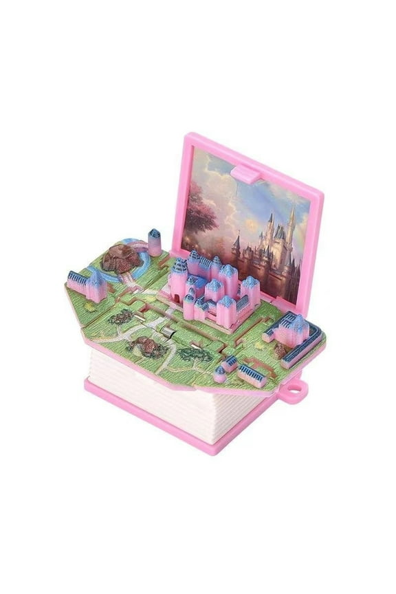 Magical Castle Fidget Keychain Set (2-Pack) - Cute Book Design Stress Relief Toy for Kids & Adults, Portable Backpack Key Ring for Preventing Key Loss, Relaxation Toy Pink