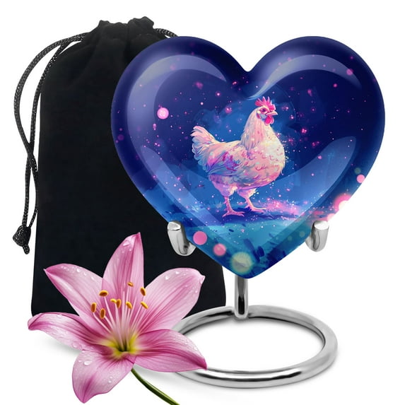 Magical Chicken Cosmos Cremation , Large Heart Urn For Human Ashes, Burial Urns For Adult Human Ashes, Urns For Men, Memorial Urn, Funeral Urns For Adult Ashes Women, Urn For Ashes For Women 8 Inch