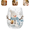 thumbnail image 1 of Magical Christmas 3D Glass Cup Collection, 14oz Stemless Tumbler With Christmas Santa, Hand Painted Holiday Ornament Glassware, Festive Gift for Kitchen Party Table Decor 1Pc C, 1 of 6