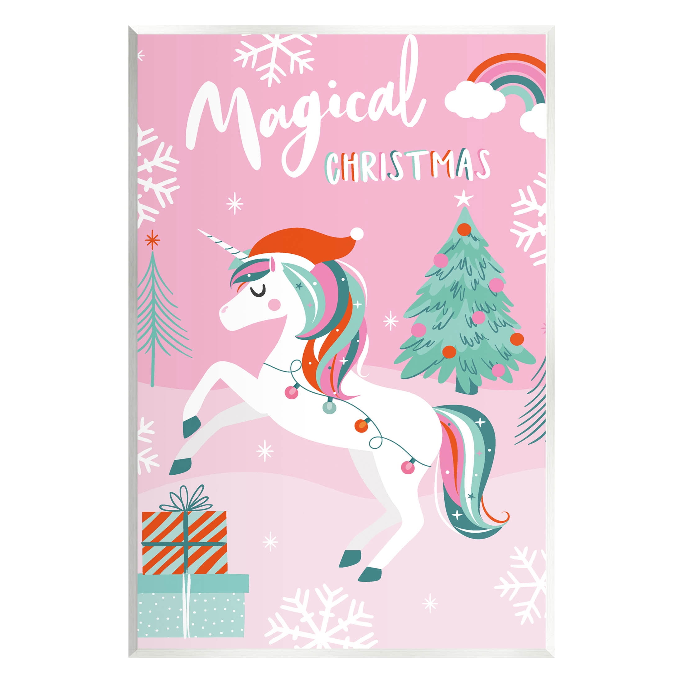 Magical Christmas Pink Unicorn Holiday Graphic Art Unframed Art Print Wall Art