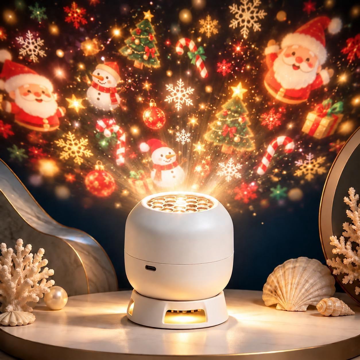 Magical Christmas Projection Night Light,Merry Sky Projector with 360 ...