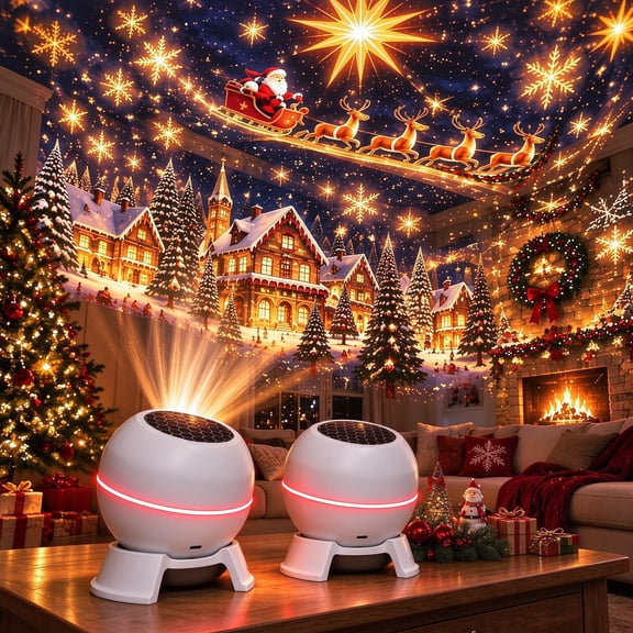 Magical Christmas Projection Night Light,Plug and Play USB Xmas Projector, 360° Rotating Holiday Projector, Room Ambiance, Night Light, Christmas Decor, Indoor Use Wonderland Effect