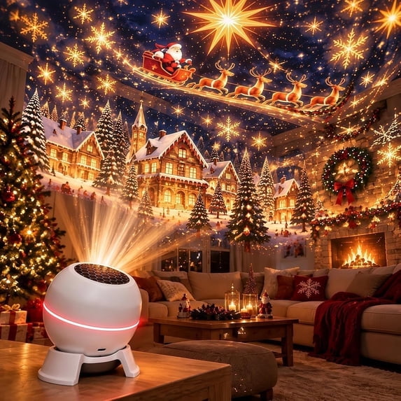 Magical Christmas Projection Night Light, USB Christmas Projector Indoor, for Party & Holiday Theme, Creates Warm Room Ambiance, Christmas Decor Night Light