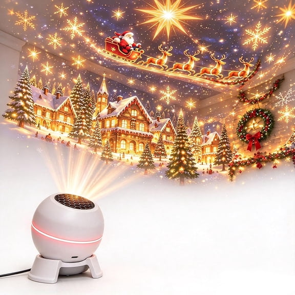 Magical Christmas Projection Night Light,USB Holiday Projector Indoor Christmas projector night light creates festive wall and ceiling scenes for living rooms, parties and holiday gatherings,1PCS