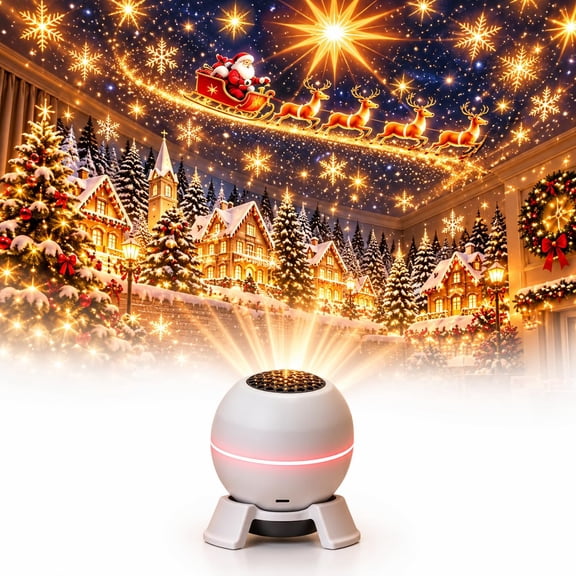 Magical Christmas Projection Night Light, USB Indoor Holiday Projector, USB-powered Christmas projector casts festive scenes across walls and ceilings for quick indoor holiday atmosphere