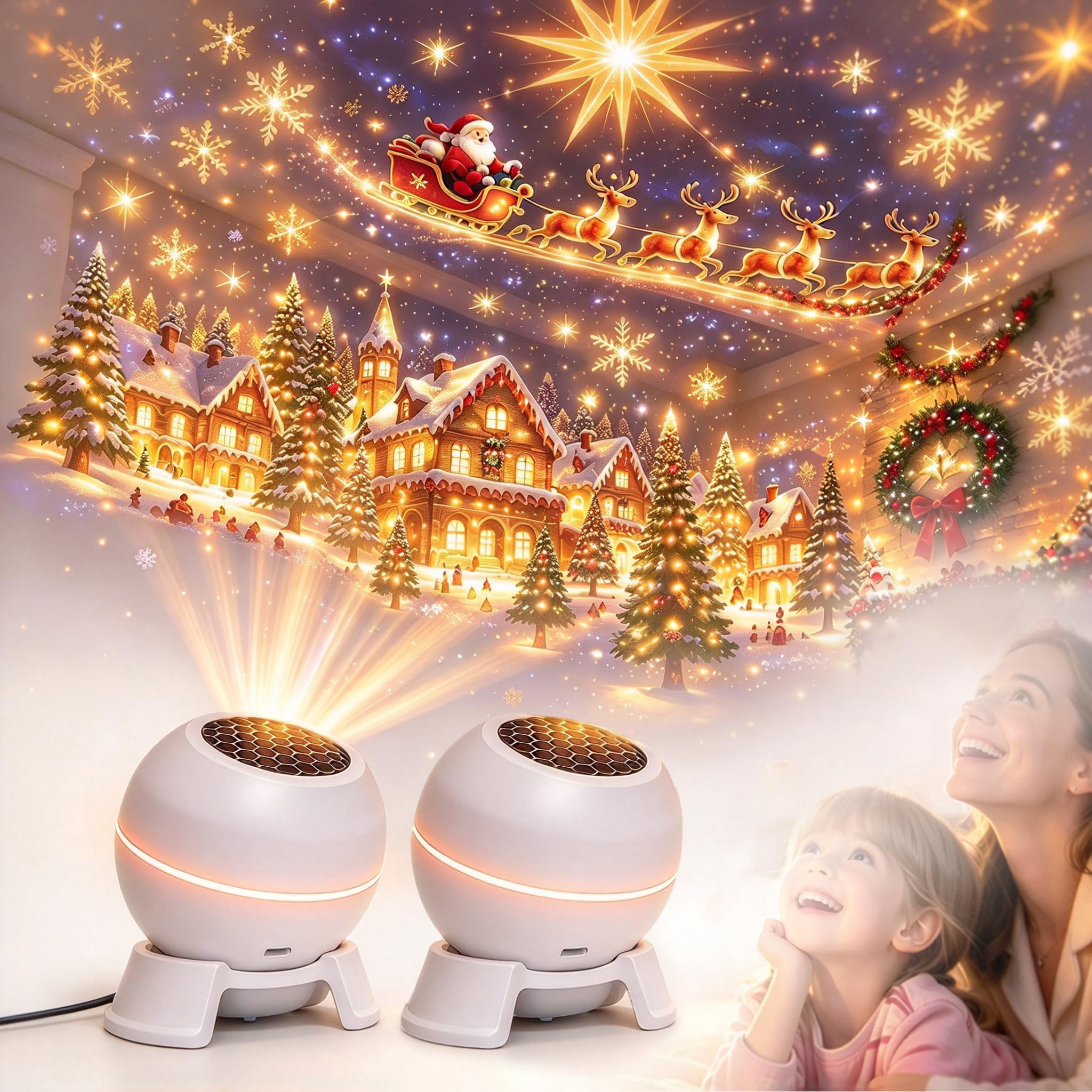 Magical Christmas Projection Night Light USB Indoor Holiday Projector ...