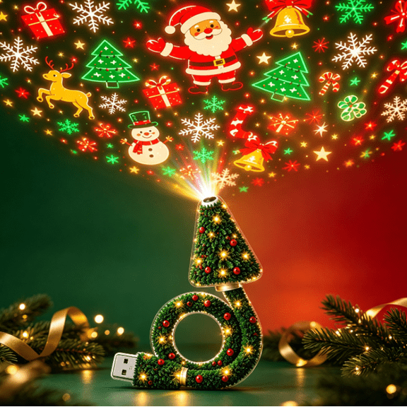 Magical Christmas Projector Light, USB Plug-In Christmas Tree Ceiling Projector, HD Decorative Night Light, Indoor Holiday Party Room Decoration Xmas Present