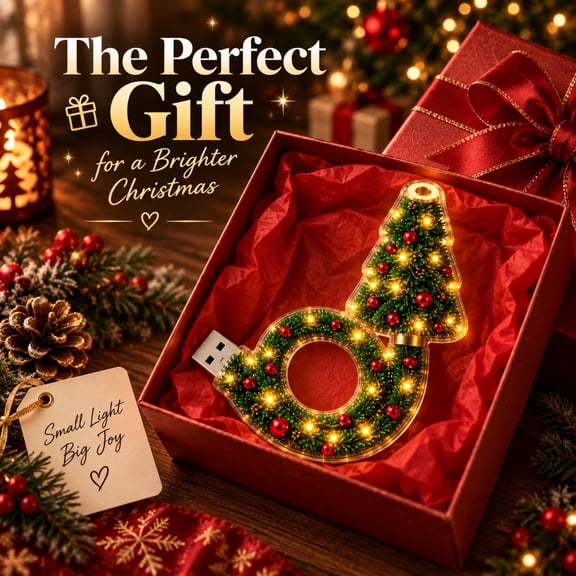 Magical Christmas Tree USB Projector Light, 2-in-1 LED Holiday Night Light with Festive Projection Patterns for Bedroom Living Room Christmas Decor