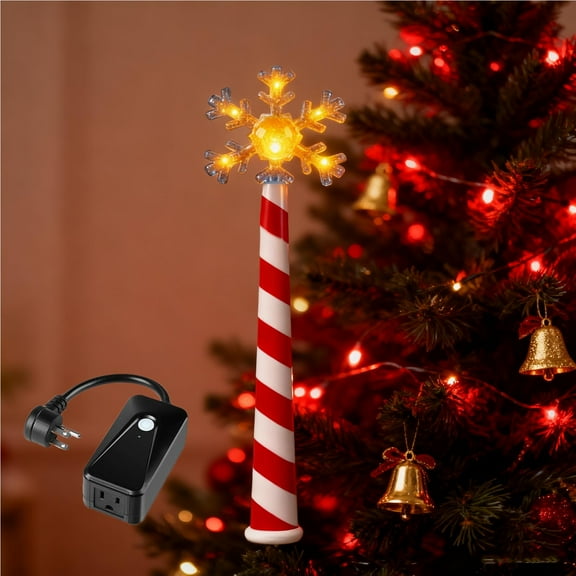 Taicans Magical Christmas Wand Remote Control,Magic Christmas Tree Light Wand with Red/White Stripes & Glowing Star,12-inch Festive Holiday Decoration | Perfect Gift for Christmas Tree Lighting‌