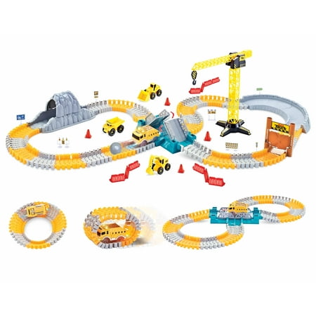 Magical Construction Twisting Race Car Track Set - Flexible Bendable Tracks w/ 1 Jeep Slot Car Race Track Toy - Ultimate Racetrack Set ( Totals 168 pcs )