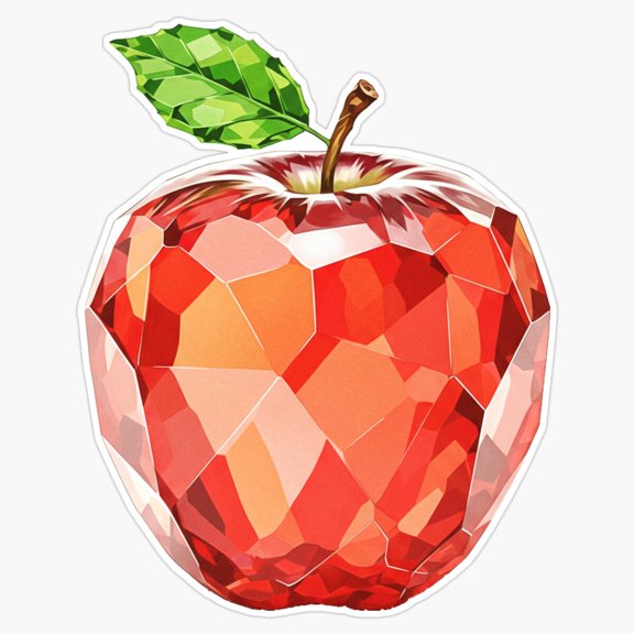 Magical Cosmic Crystal Apple Iridescent Hexagonal Geometric Sci Fi Fruit Icon Decal For PC Case Sticker