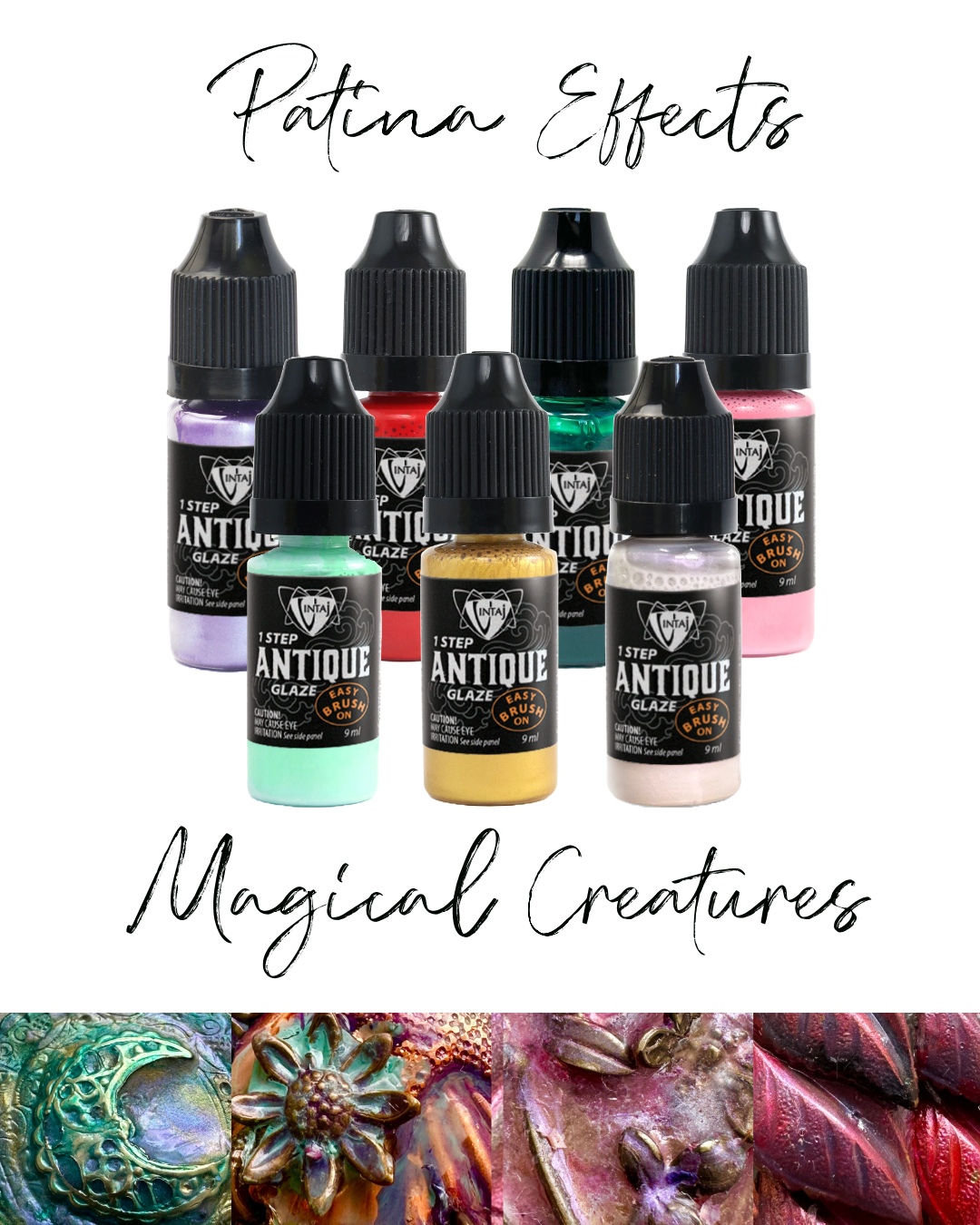 Magical Creatures Patina Effects Kit (7 pcs), Antique Glaze, Jewelry Craft, Multi-surface