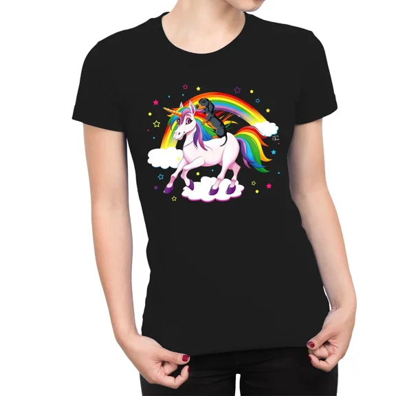 Magical Dachshund Riding Unicorn Fun Whimsical Pet Lover Fantasy Unisex T-Shirt up to size 5XL