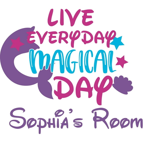 Magical Day Life Positive Motivation Quotes Personalized Wall Decal Custom Vinyl Wall Art Personalized Name - Baby Girls Boys Kids Nursery Daycare Decor Wall Stickers Decorations Size (20x40 inch)