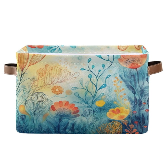 Magical Deep Sea Scene Foldable Storage Basket,Canvas Fabric Foldable Storage Bins with Handles Open Home Storage Bins Boxes for Toy Book Shelf Closet Baskets