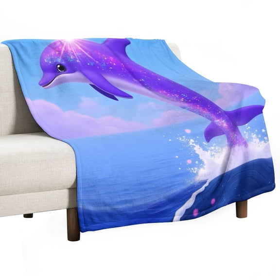 Magical Dolphin Jump Throws Blankets for Sofa Bed Winter Plush Warm Blanket Holiday Gifts